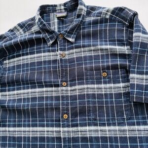 Patagonia Shirt‎ Men's XL Blue White Plaid Short Sleeve Button Down